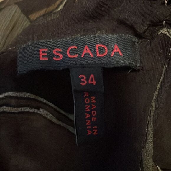 Escada Olive Multicolour 100% Silk Ruffle Blouse - EU 34 - Picture 10 of 16